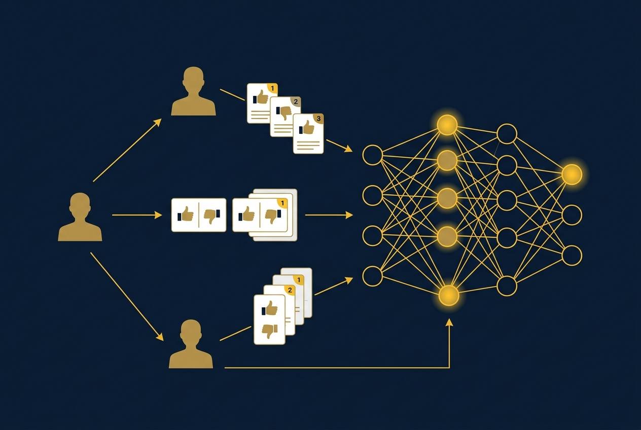 RLHF pipeline for a frontier LLM lab — illustration